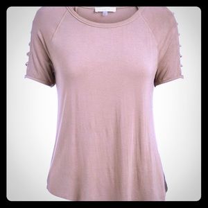August Silk Olive Ladder Sleeve Top L